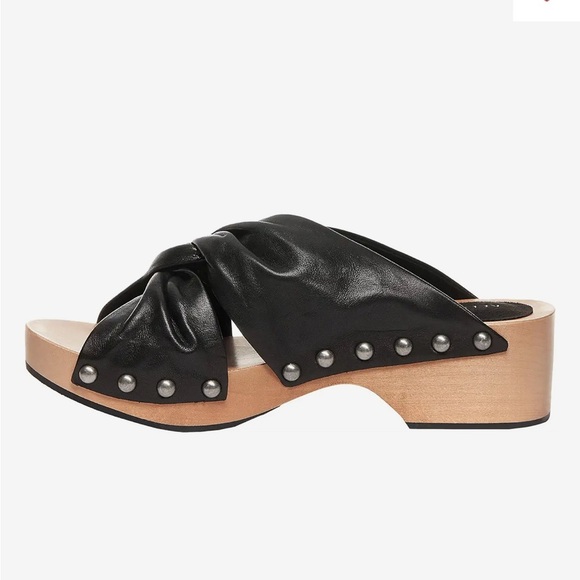 Kelsi Dagger Brooklyn Sprinter black clog slide sandal leather up stud open toe - Picture 2 of 16